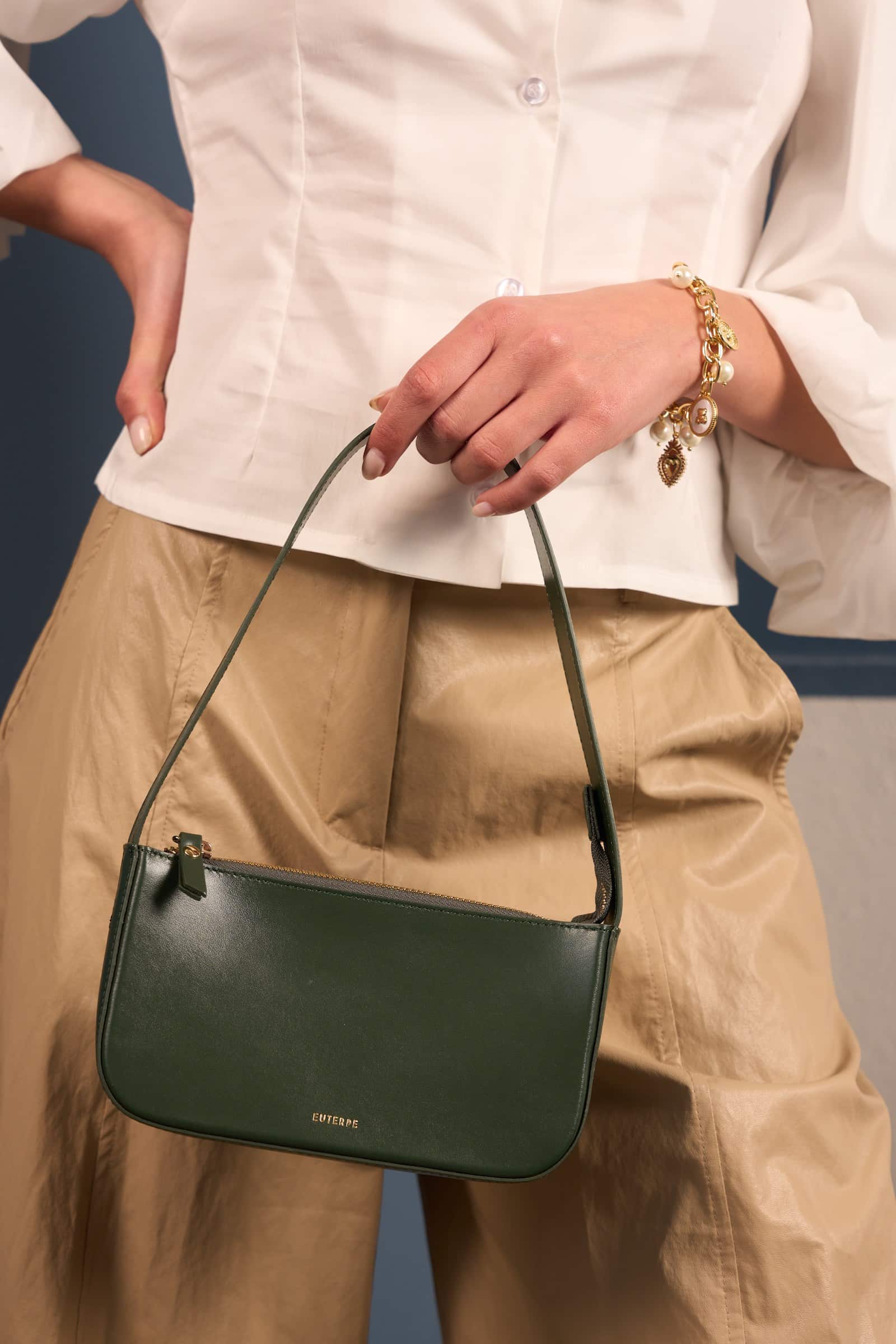 Borsa verde pelle